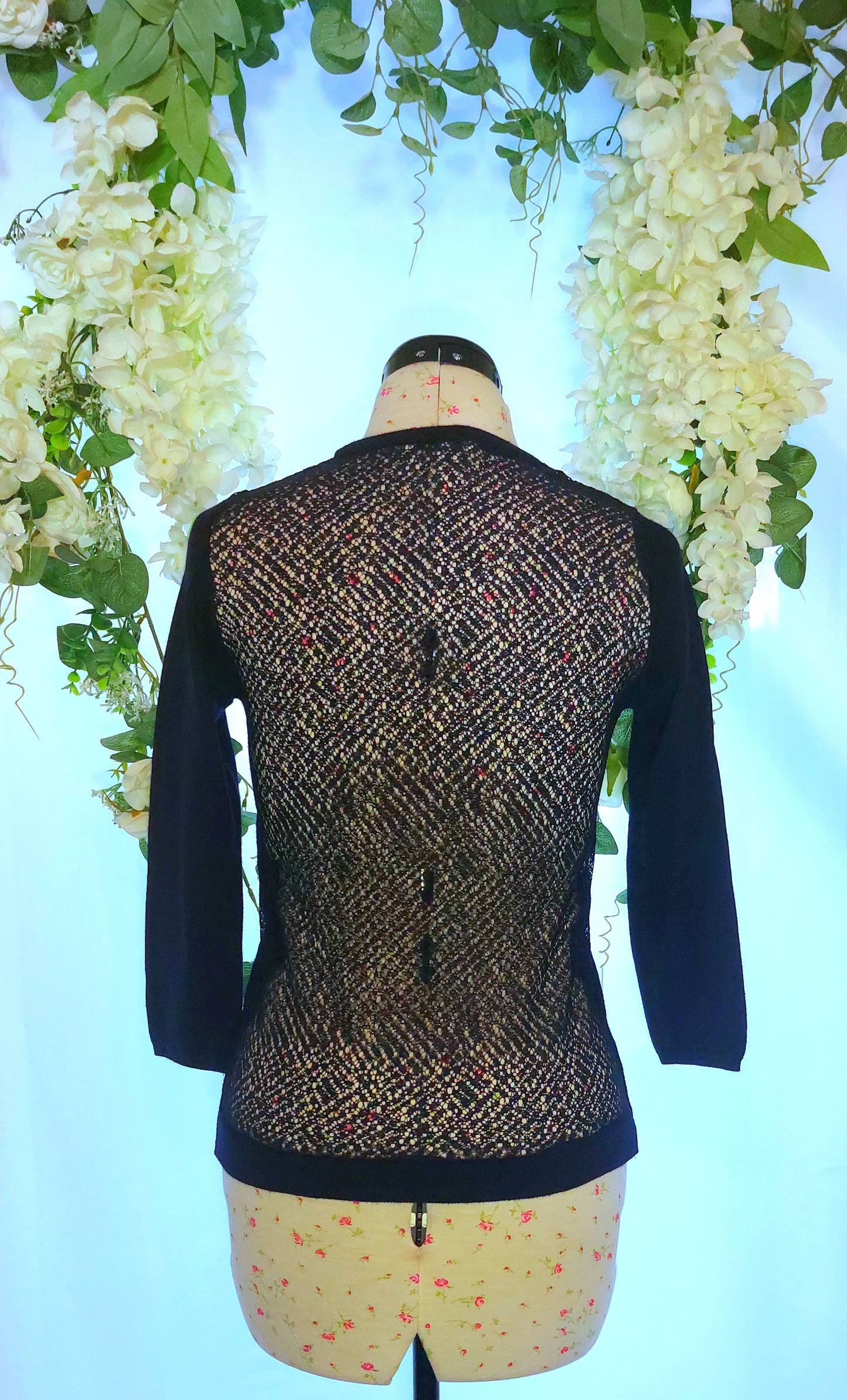 SIZE S ZARA NAVY LACE BACK JUMPER