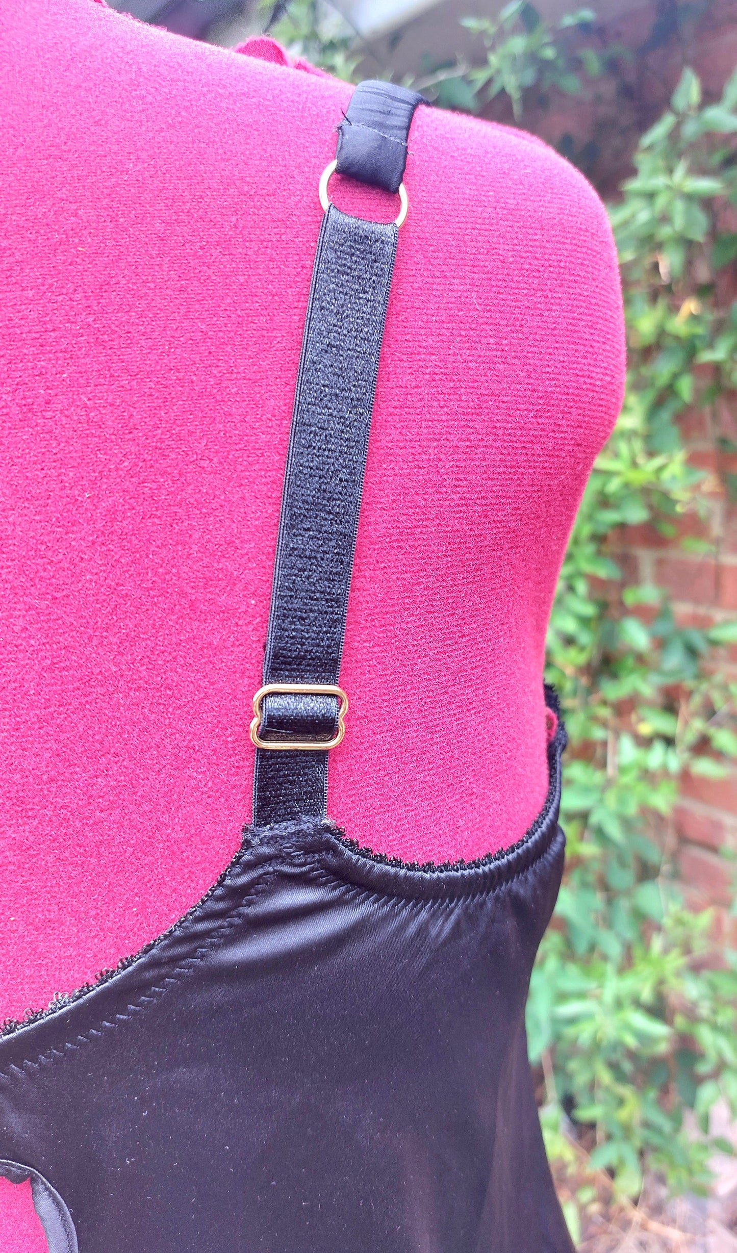 SIZE 36D BLACK SATIN PADDED BRA AND SLIP DRESS IN ONE