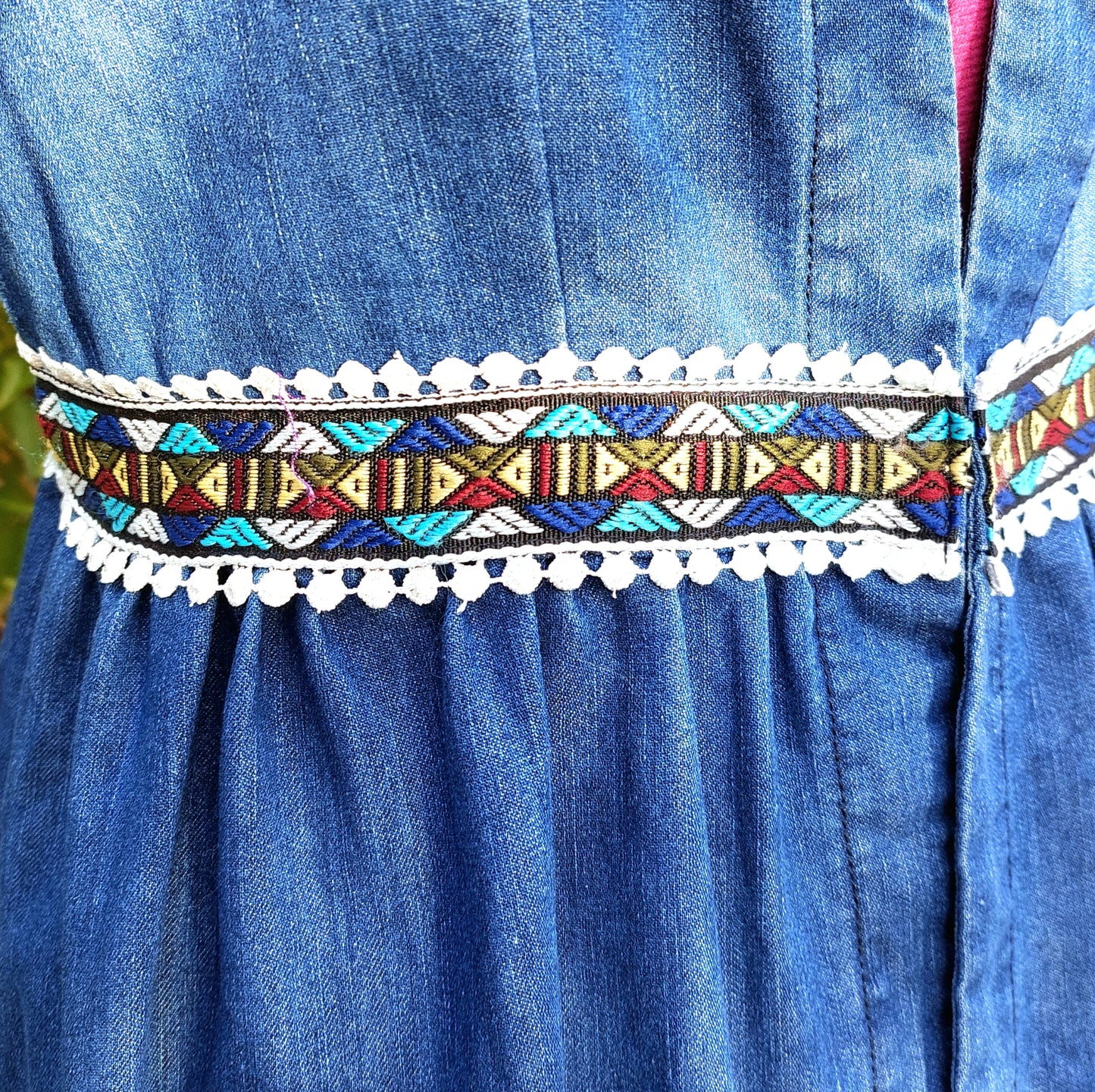 BLUE DENIM LONG LENGTH SLEEVELESS WAISTCOAT DRESS