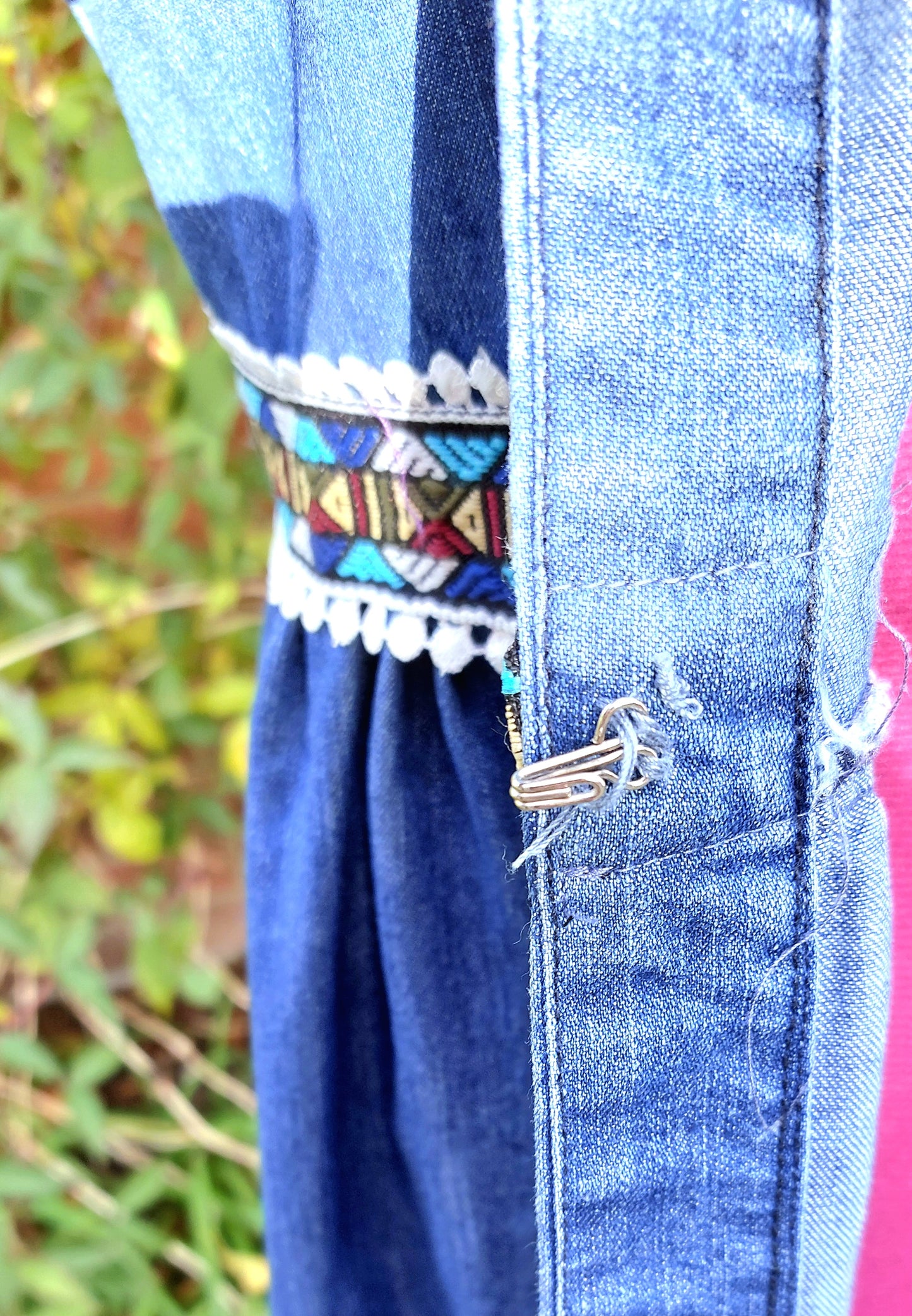 BLUE DENIM LONG LENGTH SLEEVELESS WAISTCOAT DRESS