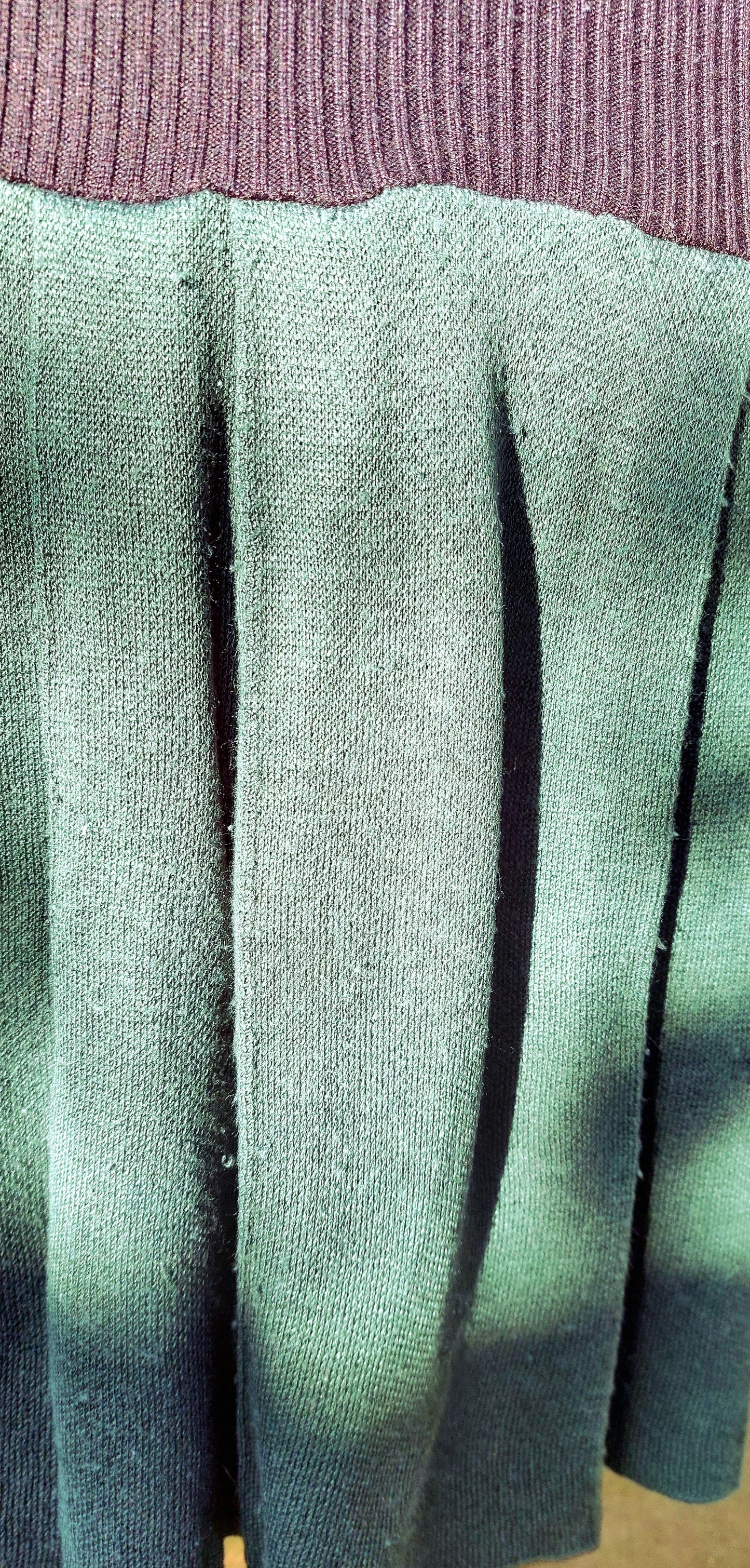 GREEN AND GOLD CHECK LONG SLEEVED KNITTED DRESS