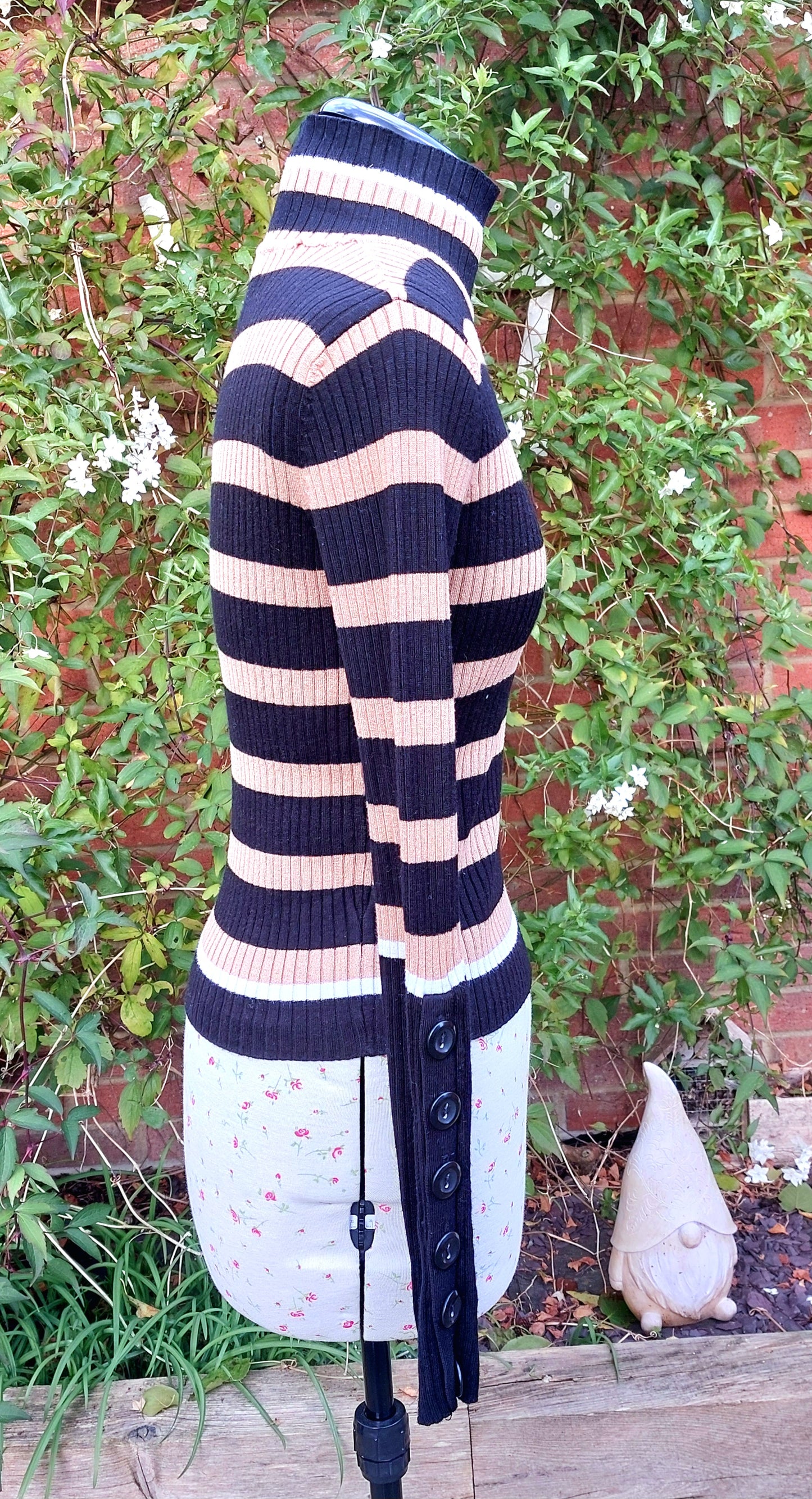 SIZE S ZARA STRIPED SKINNY FIT ROLL NECK JUMPER TOP