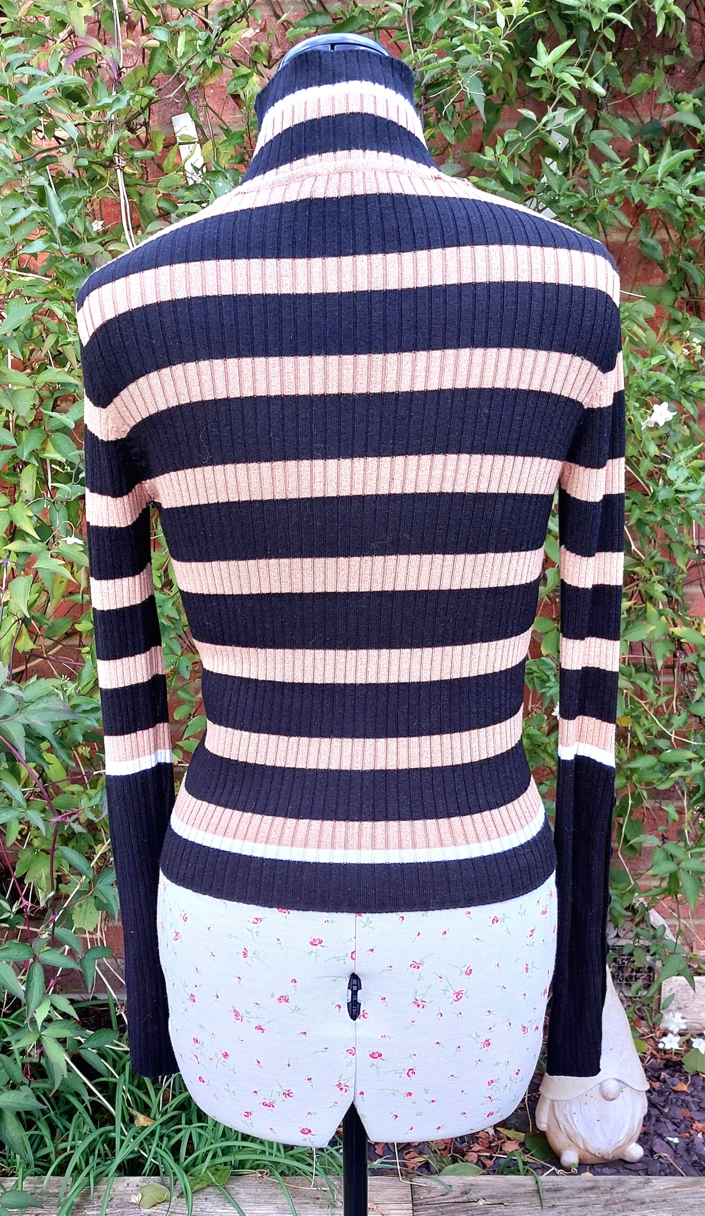 SIZE S ZARA STRIPED SKINNY FIT ROLL NECK JUMPER TOP