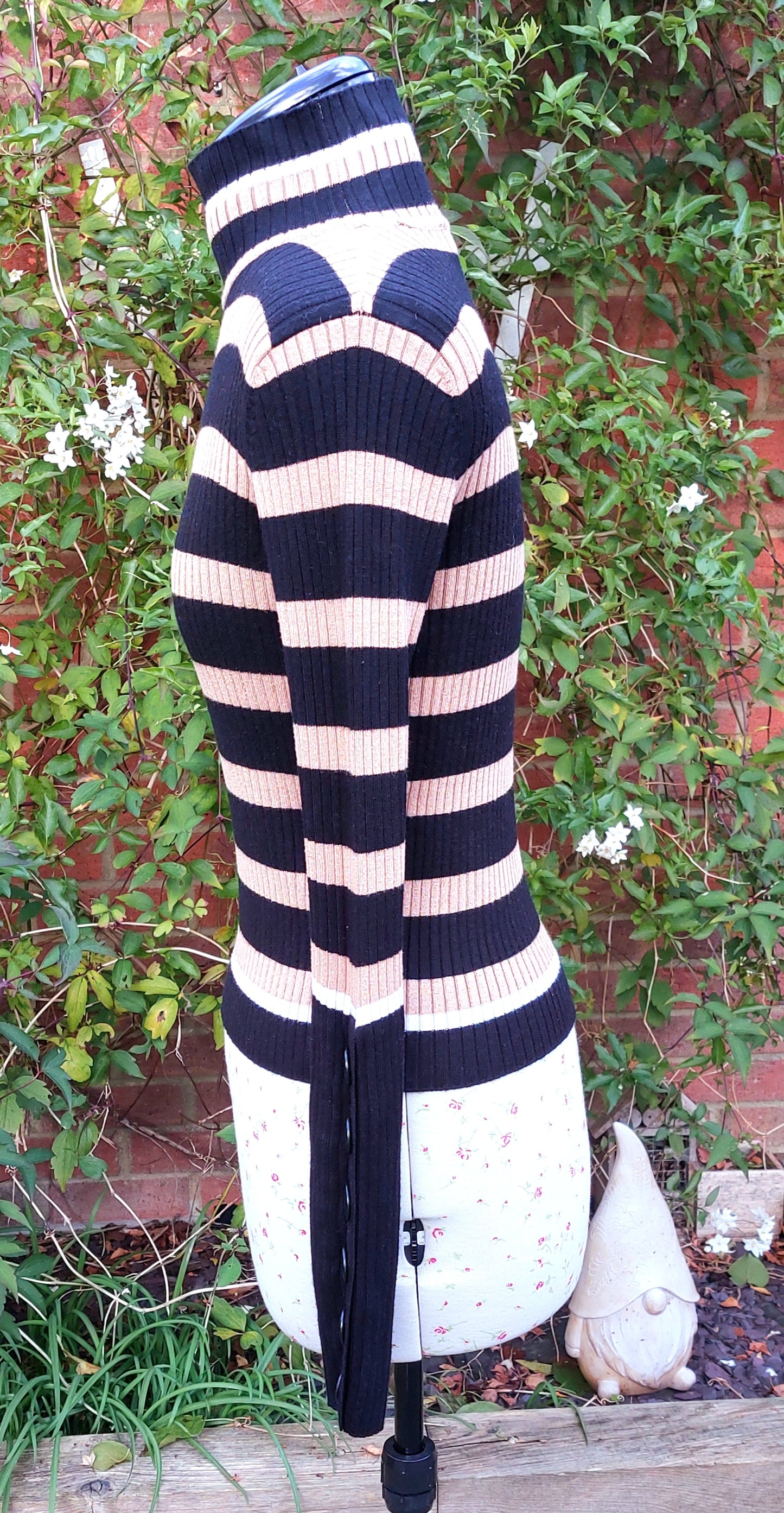 SIZE S ZARA STRIPED SKINNY FIT ROLL NECK JUMPER TOP
