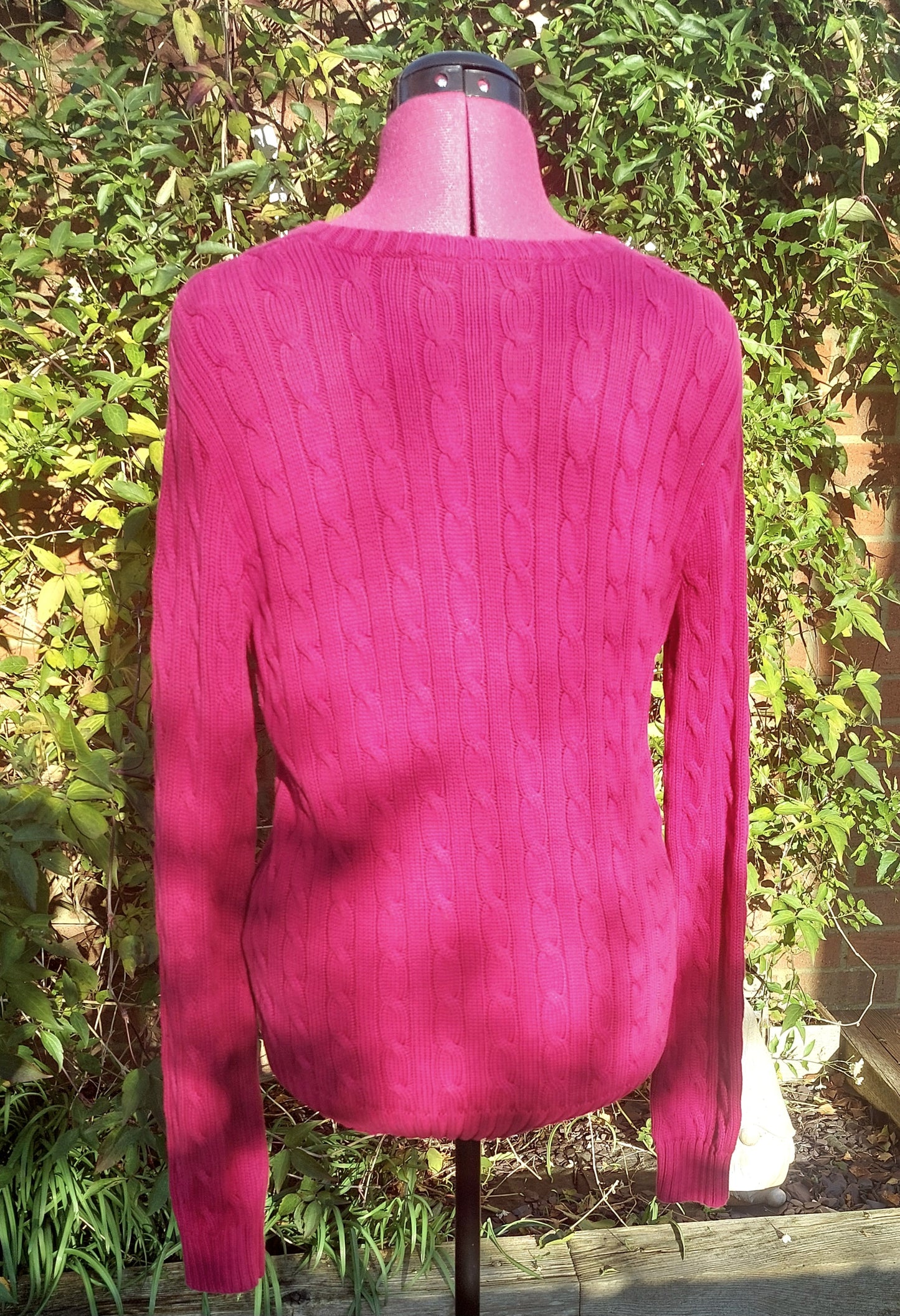 SIZE L RALPH LAUREN BRIGHT PINK CABLE KNIT JUMPER