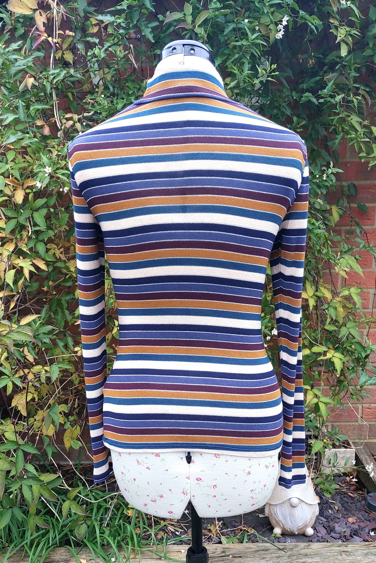 SIZE S MONSOON STRIPED LONG SLEEVED TURTLE NECK TOP
