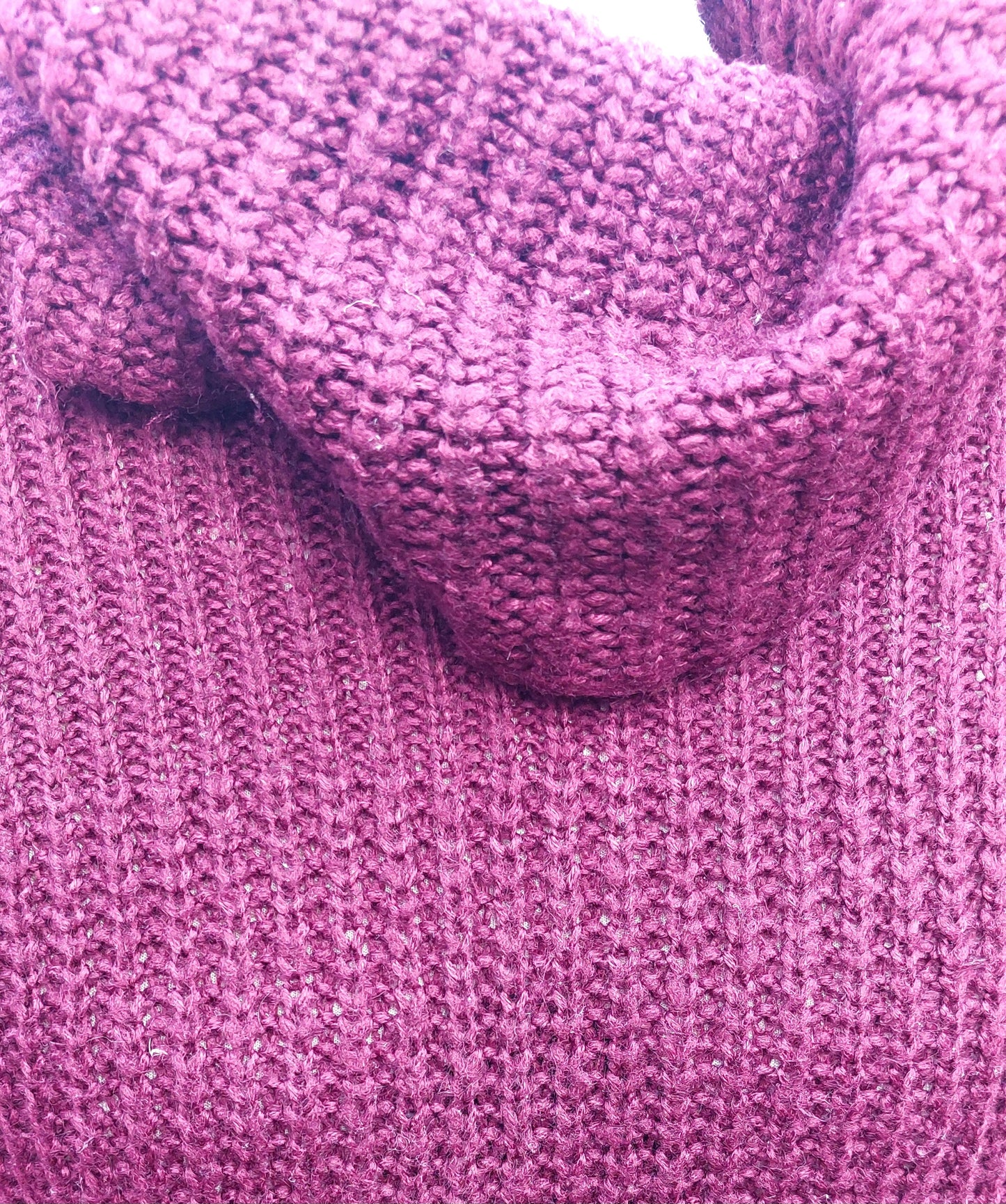 SIZE S FOREVER 21 BURGUNDY CHUNKY KNIT ROLL NECK JUMPER