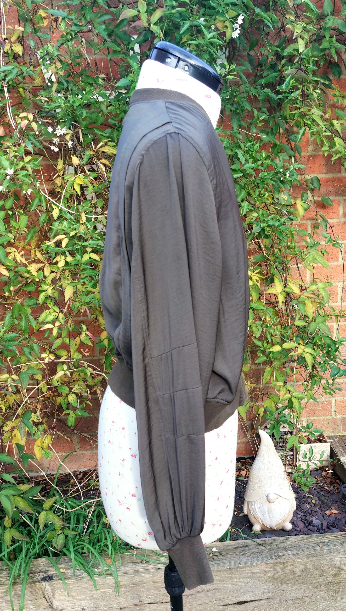 SIZE 14 DARK KHAKI SILKY BOMBER JACKET