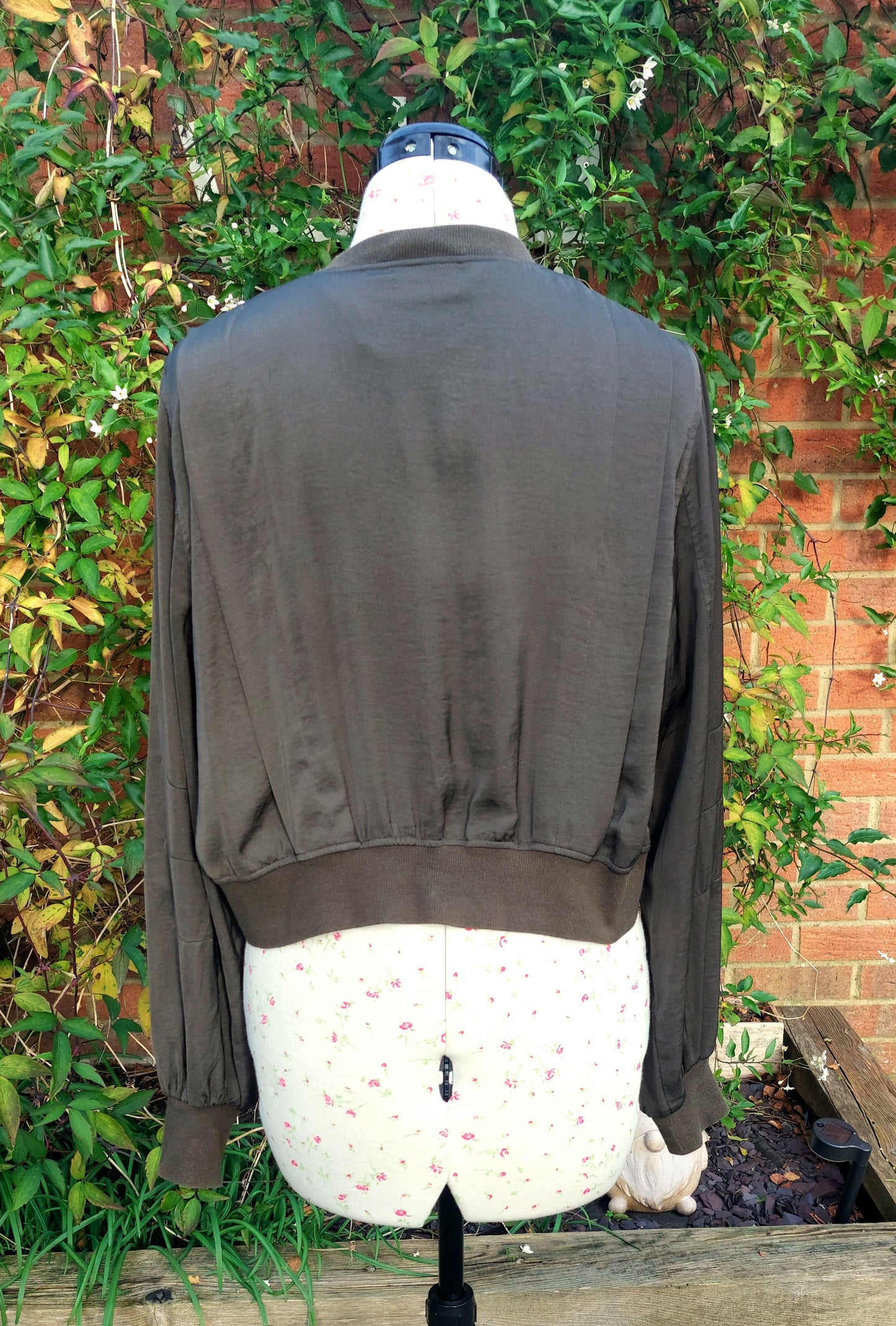 SIZE 14 DARK KHAKI SILKY BOMBER JACKET