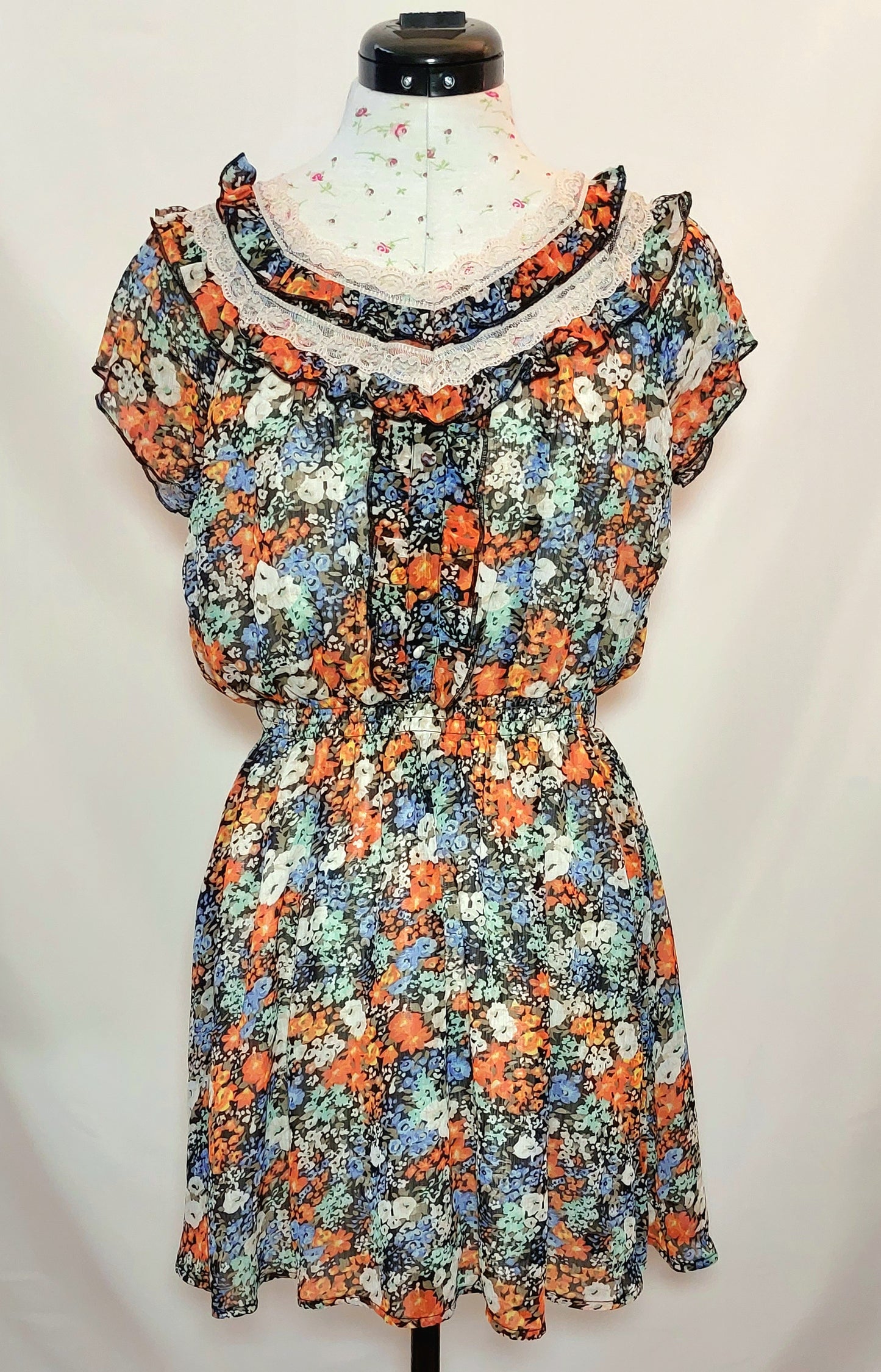 AMERICAN RAG CIE BY ENTRY FLORAL SHORT SLEEVED DRESS