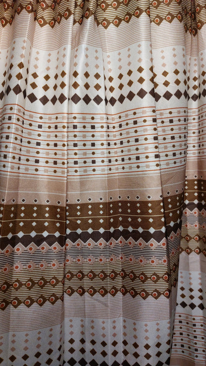 MISS MARY OF SWEDEN MULTI PRINT BROWN AND CREAM SILKY PLEATED SKIRT