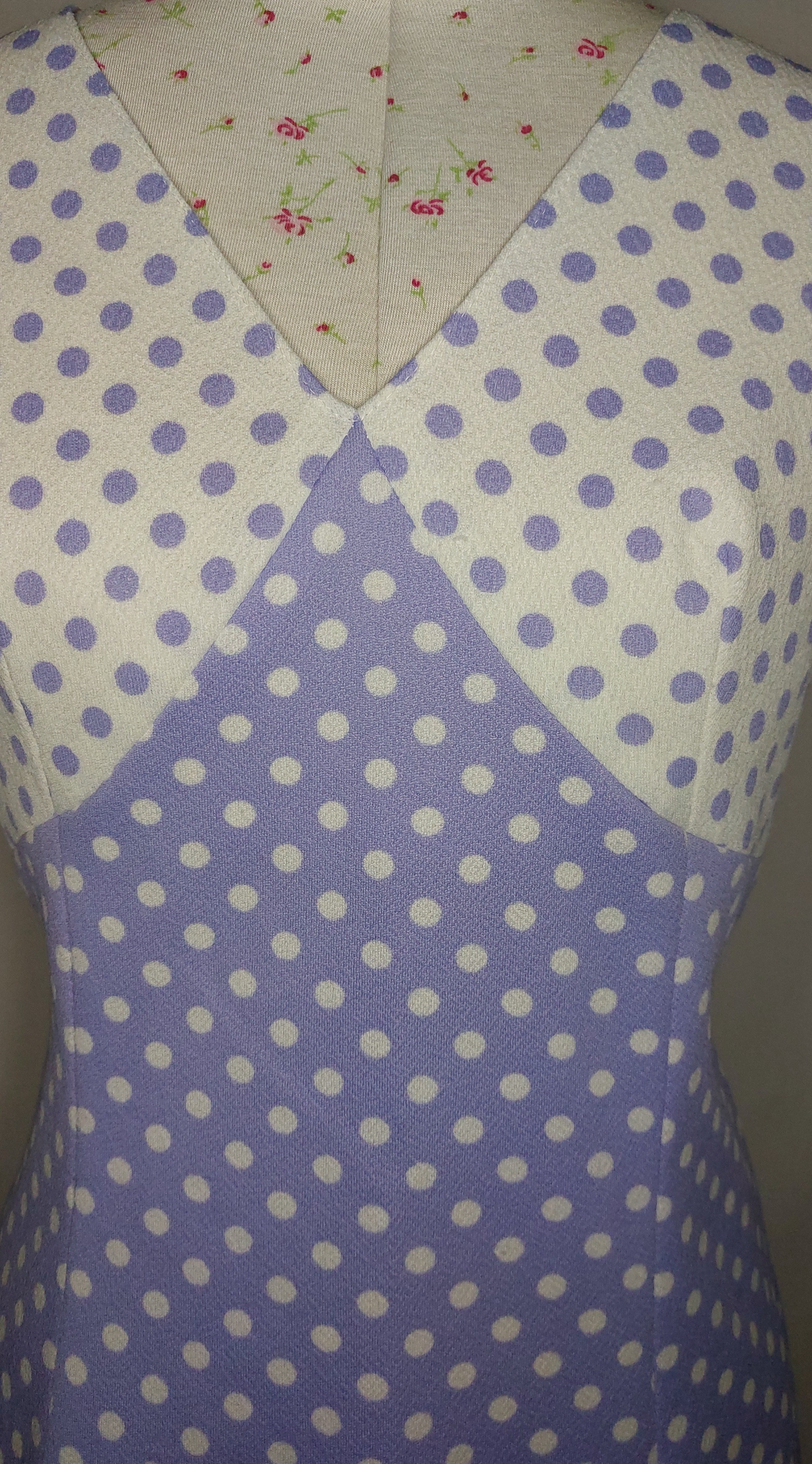 SLEEVELESS POLKA DOT A-LINE PURPLE AND WHITE DRESS