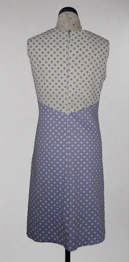 SLEEVELESS POLKA DOT A-LINE PURPLE AND WHITE DRESS