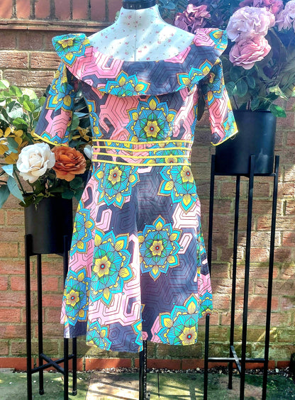 BOLD FLORAL HANDMADE AARIA HOLLAND DRESS