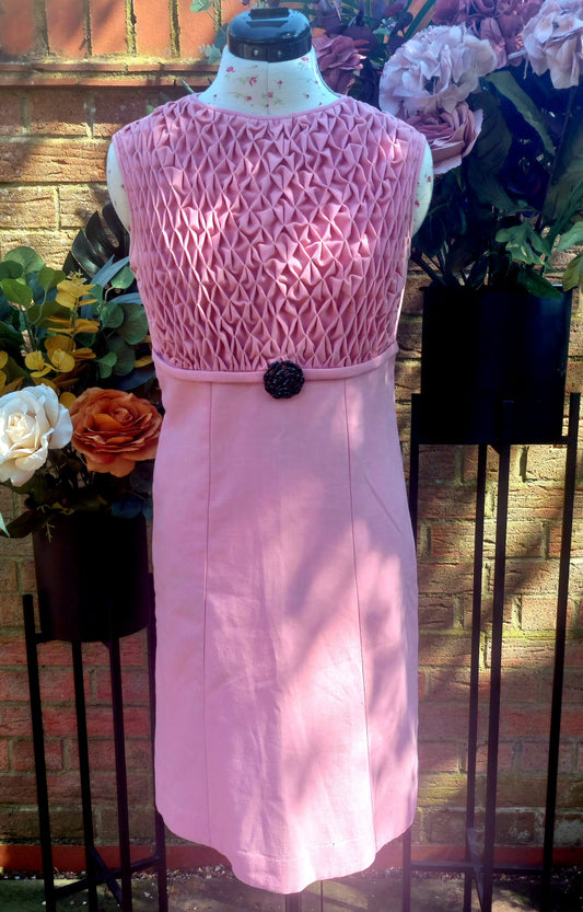 SLEEVELESS PINK RUCHED BODICE DRESS