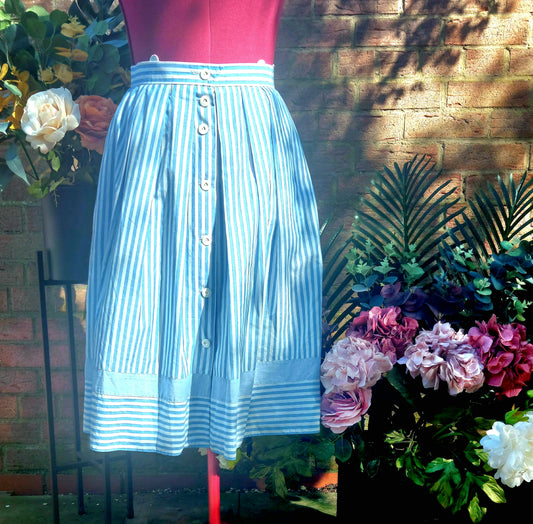 SAILOR VIBE BLUE & WHITE STRIPED FLARED SKIRT