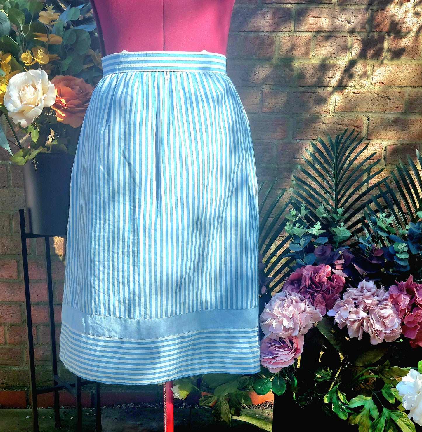 SAILOR VIBE BLUE & WHITE STRIPED FLARED SKIRT