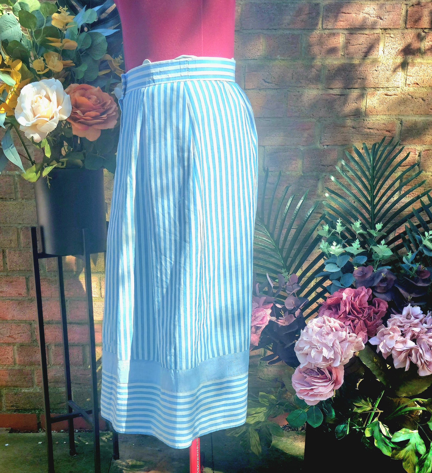 SAILOR VIBE BLUE & WHITE STRIPED FLARED SKIRT