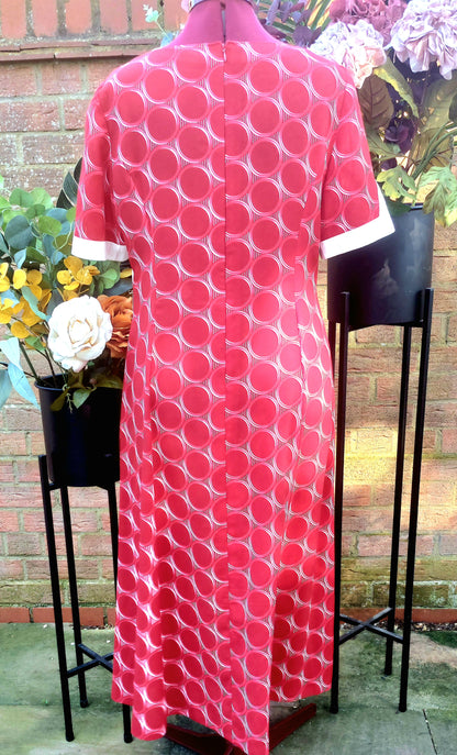 RED FLOATY FULL LENGTH CIRCLE SHIFT DRESS