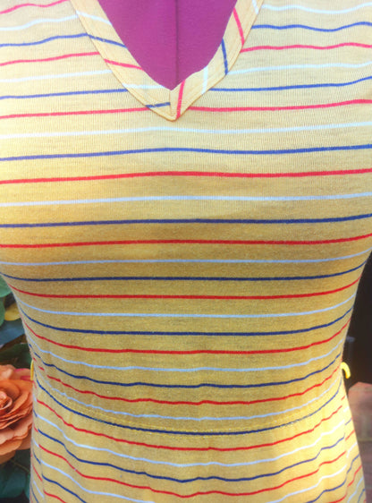 BRIGHT YELLOW T-SHIRT STRIPED DRESS