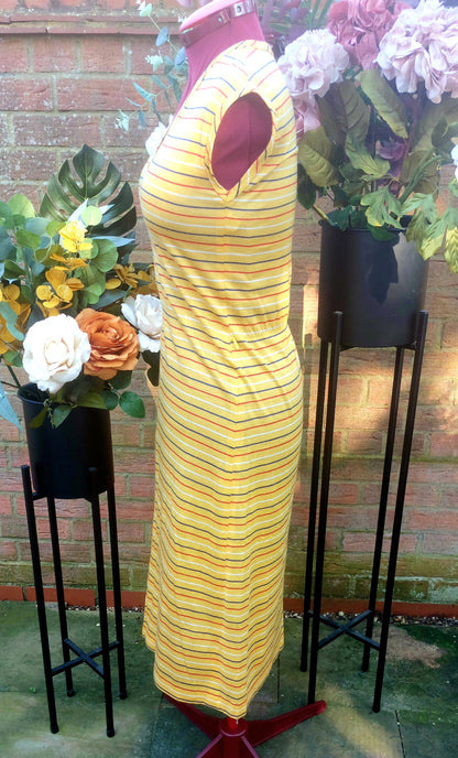 BRIGHT YELLOW T-SHIRT STRIPED DRESS