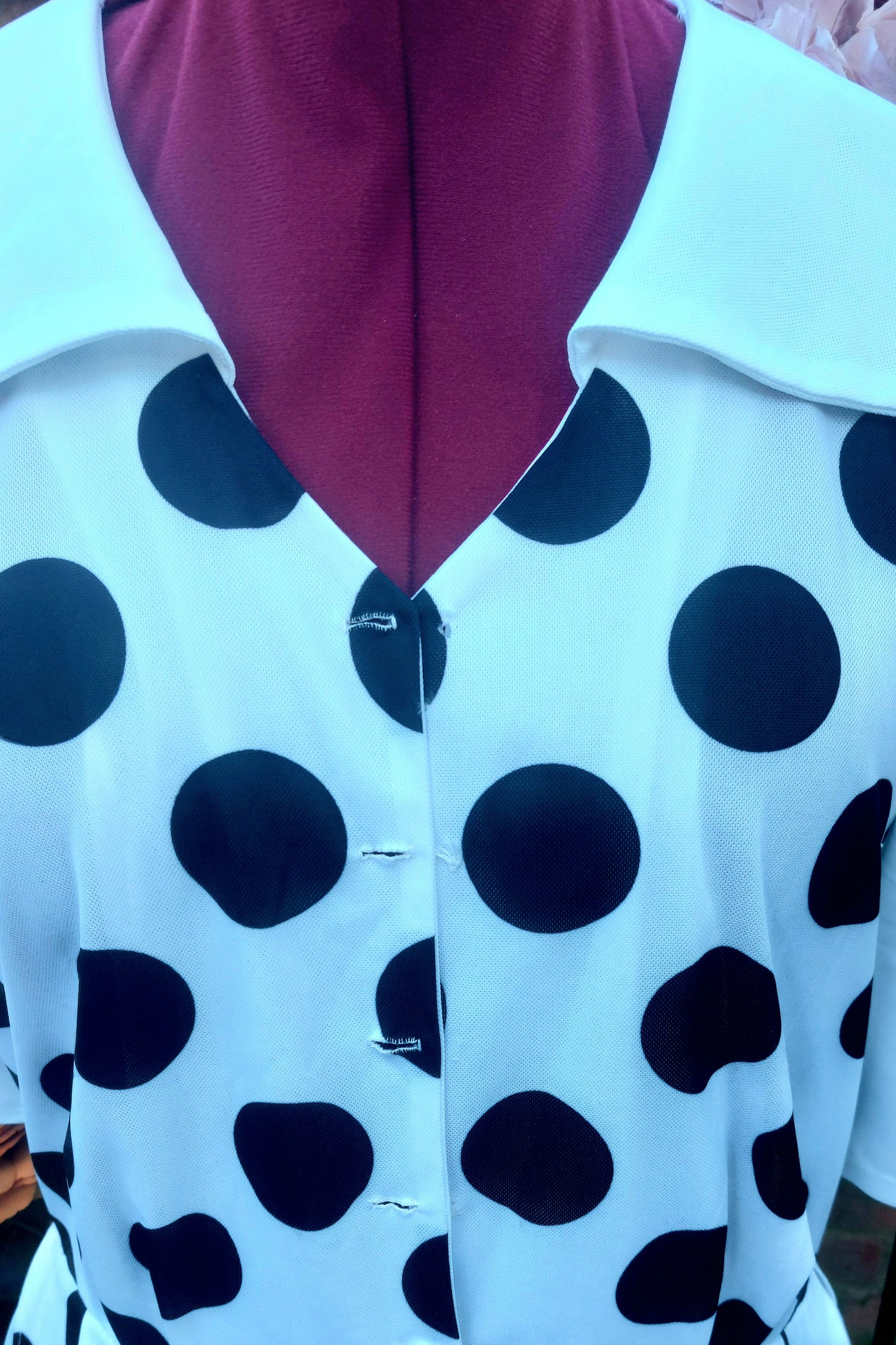 WHITE LAYERED & COLLARED SPOTTY DRESS