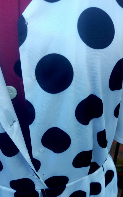 WHITE LAYERED & COLLARED SPOTTY DRESS