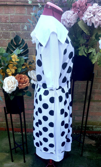 WHITE LAYERED & COLLARED SPOTTY DRESS