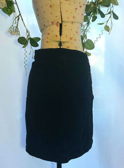 SIZE 10 BLACK CORDUROY MINI SKIRT