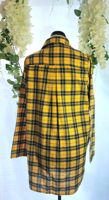 SIZE 8 PLT YELLOW AND BLACK CHECKED BOYFRIEND SHIRT