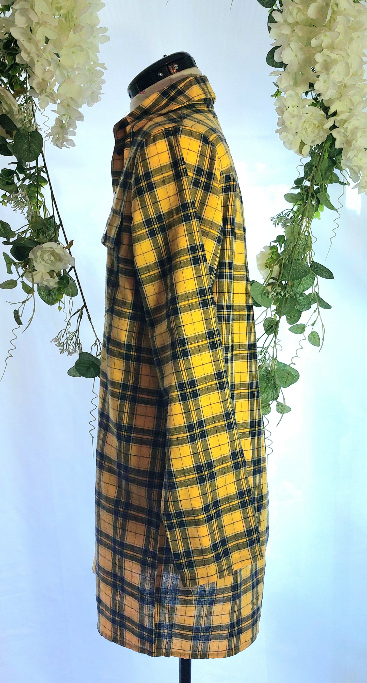 SIZE 8 PLT YELLOW AND BLACK CHECKED BOYFRIEND SHIRT