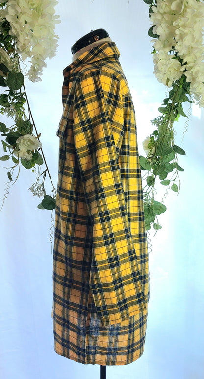 SIZE 8 PLT YELLOW AND BLACK CHECKED BOYFRIEND SHIRT