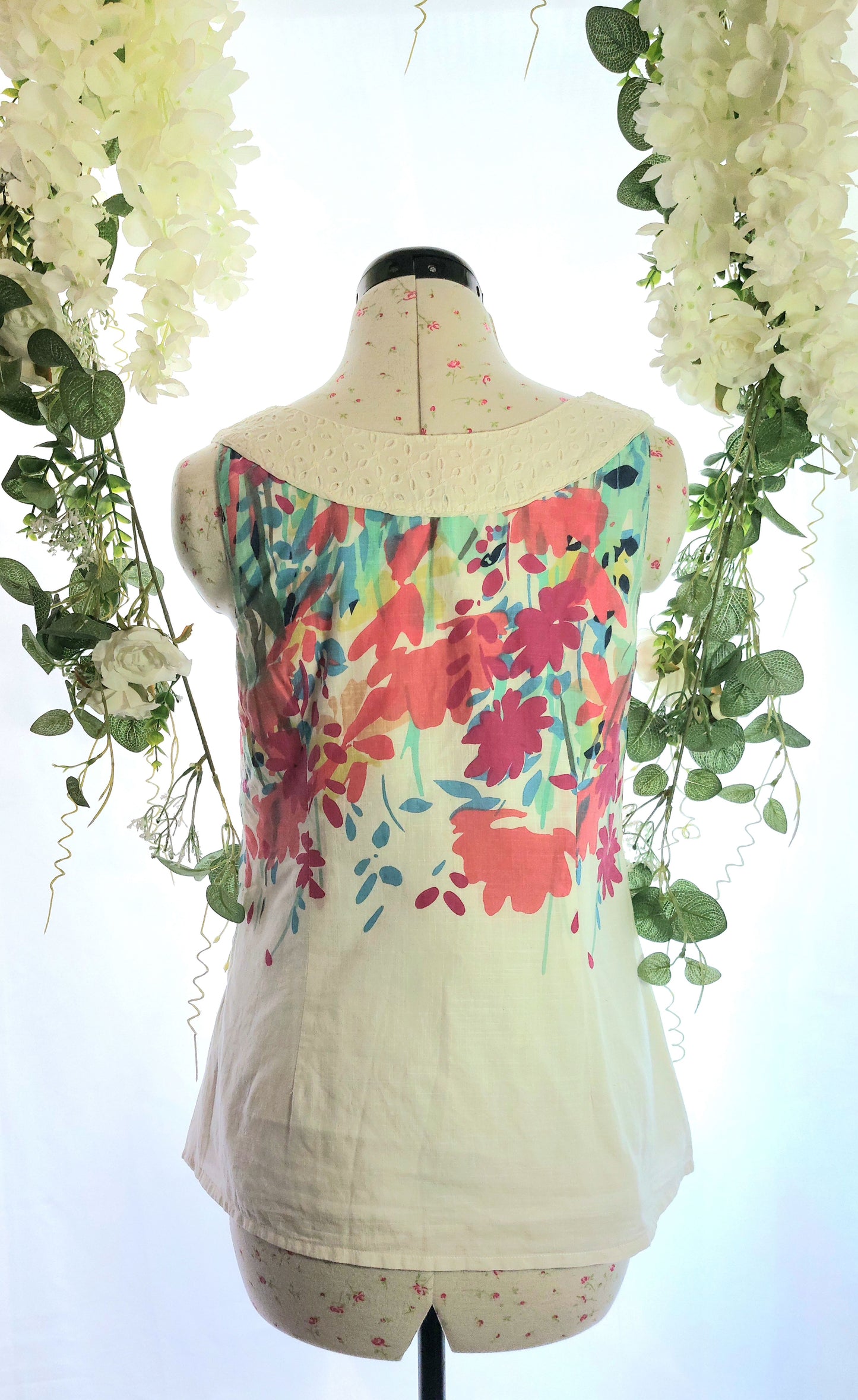 SIZE 10 MONSOON FLORAL SLEEVELESS SWING TOP