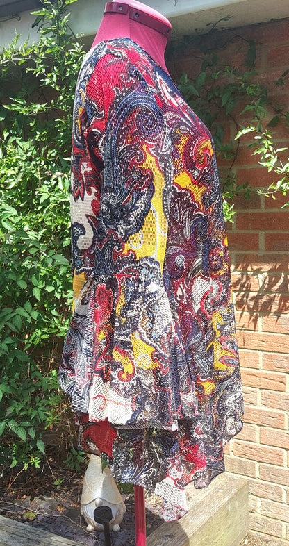 SIZE 14 DOR DOR MULTI MESH TUNIC LONG SLEEVED WITH BELL CUFFS