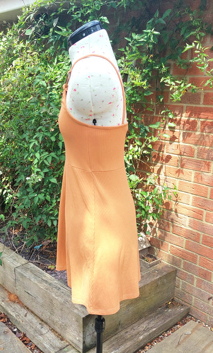 SIZE 10 TOPSHOP TERRACOTTA SPAGHETTI STRAP RIBBED DRESS