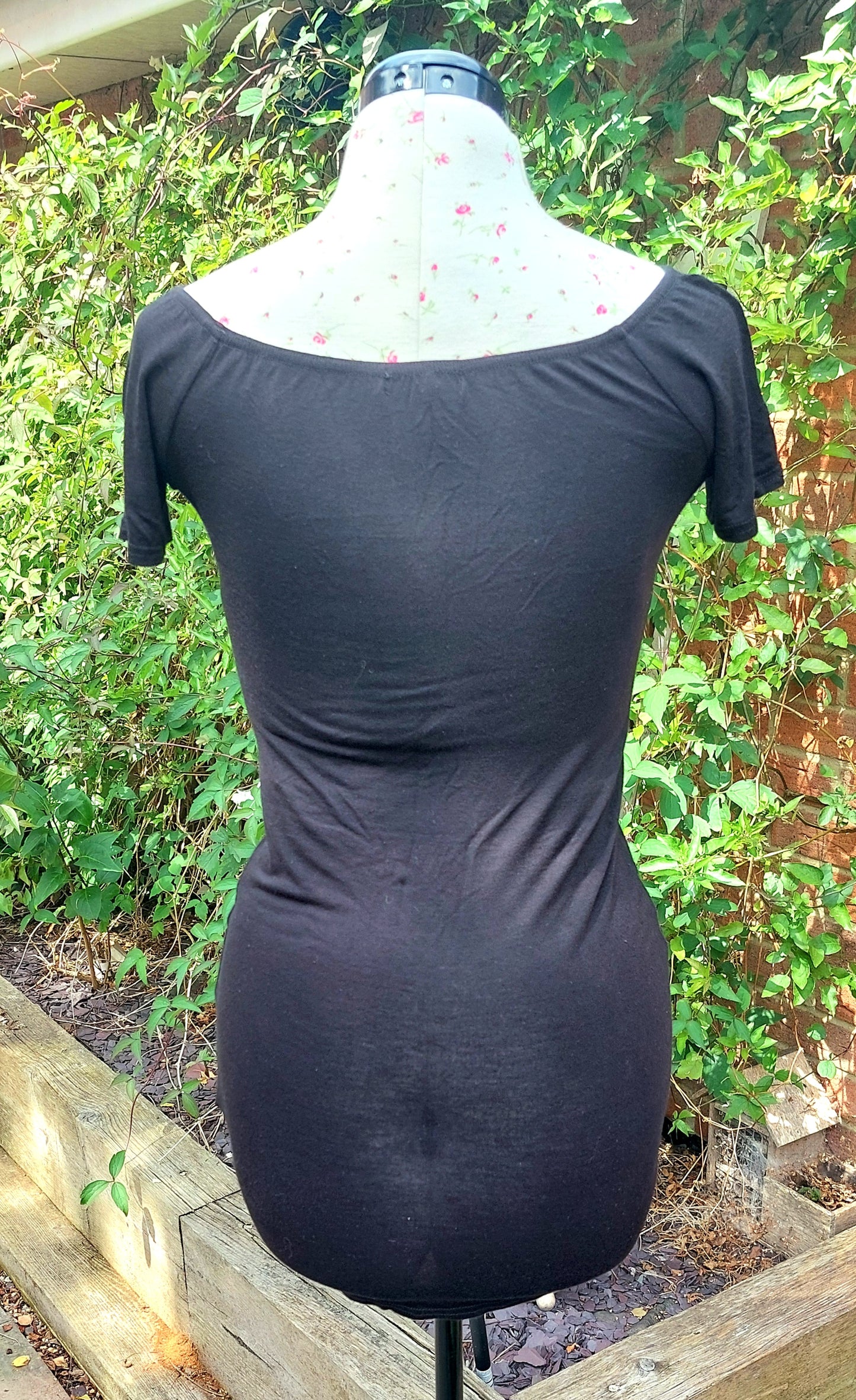 SIZE 10 PLT BLACK SHORT SLEEVED BODY CON T-SHIRT DRESS