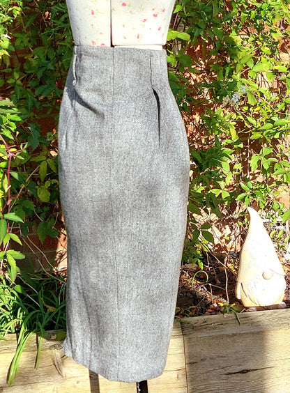 SIZE S GREY MARL PLEATED ZARA PENCIL SKIRT