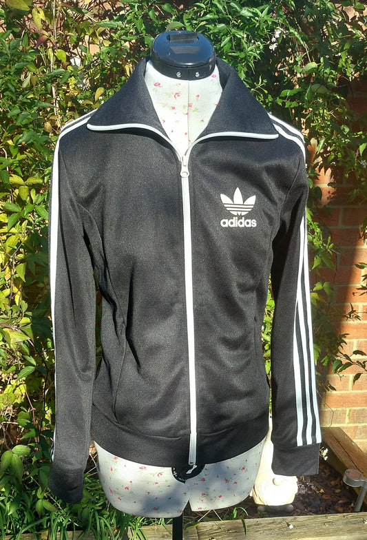 SIZE 10 BLACK ADIDAS ZIP SPORTS LONG SLEEVED TOP