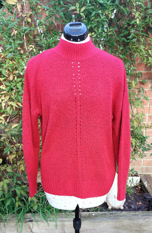 SIZE 10 BRIGHT RED MARL TURTLE NECK JUMPER