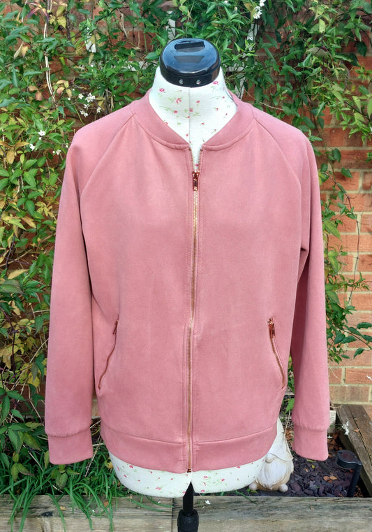 SIZE 10 PINK SUEDETTE BOMBER JACKET