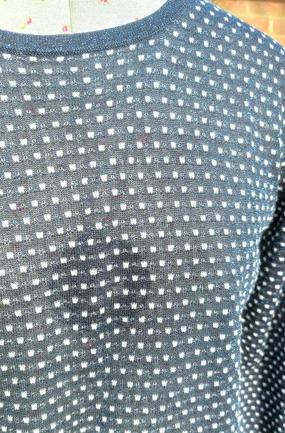 SIZE M MANGO NAVY SPARKLE DOT JUMPER