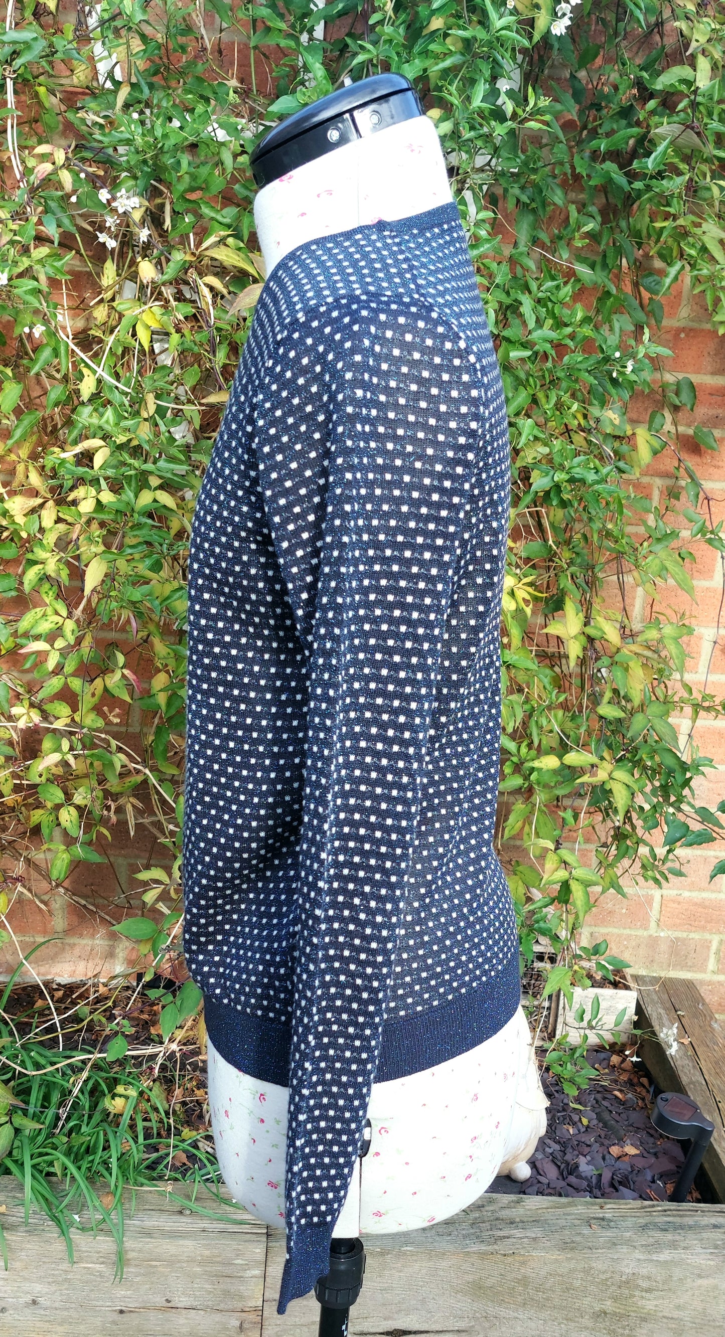 SIZE M MANGO NAVY SPARKLE DOT JUMPER