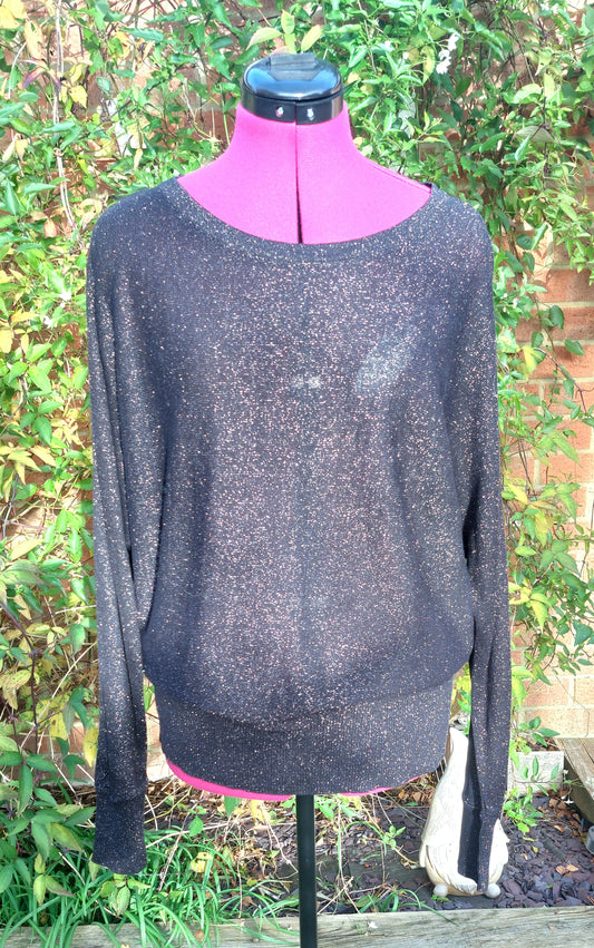 SIZE M GOK BLACK SPARKLE BATWING JUMPER