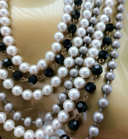 MULTI LAYER PEARL DROP NECKLACE