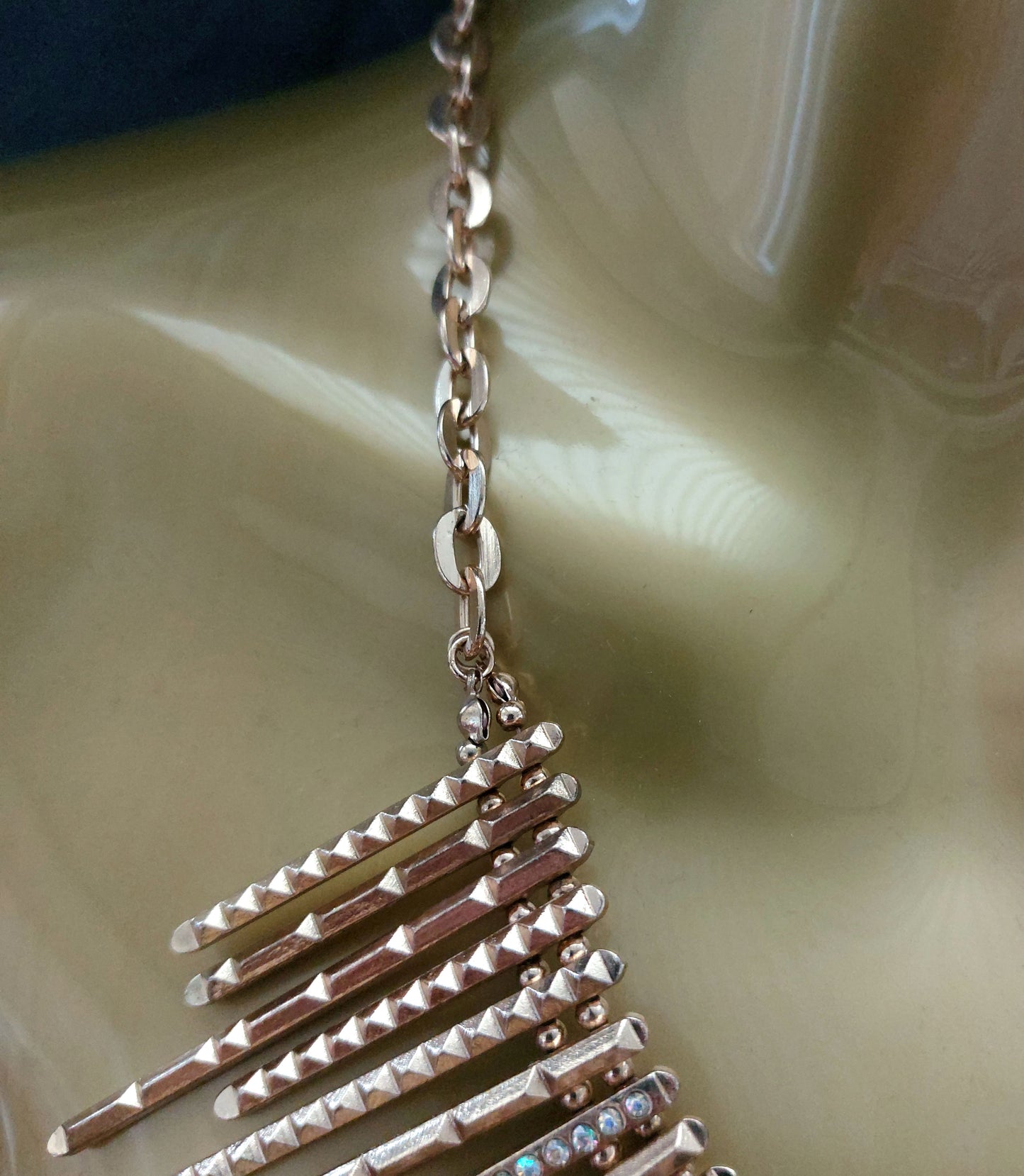 GOLD AND DIAMANTE MULTI LINE DROP NECKLACE