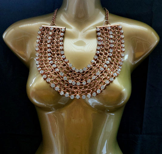 GOLD AND DIAMANTE CLEOPATRA STYLE LAYERED NECKLACE