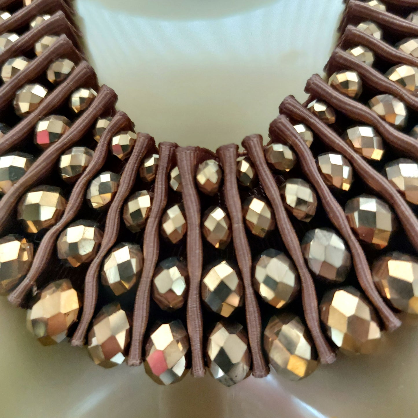 CHOCOLATE AND BRONZE RIBBON RUFFLE NECKLACE