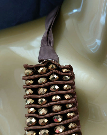 CHOCOLATE AND BRONZE RIBBON RUFFLE NECKLACE