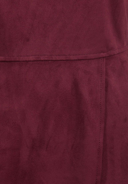 BURGUNDY ASYMMETRIC SUEDETTE DRESS