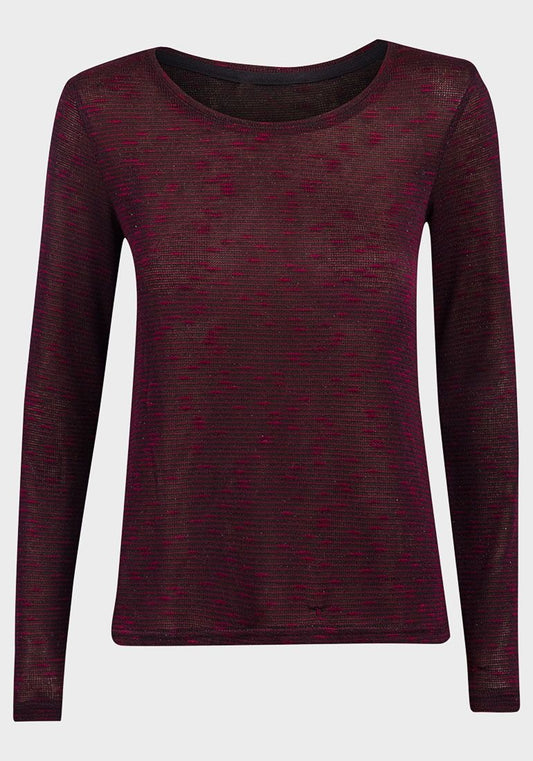 BURGUNDY LIGHT KNIT LONG SLEEVED TOP